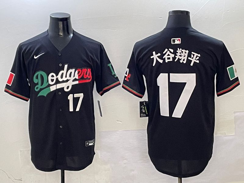 Men Los Angeles Dodgers #17 Ohtani Black Mexico Nike 2025 MLB Jersey style 3
